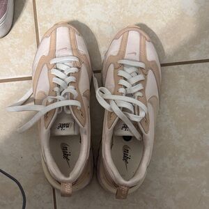 Nike Light Pink and Cream Lace-Up Sneakers